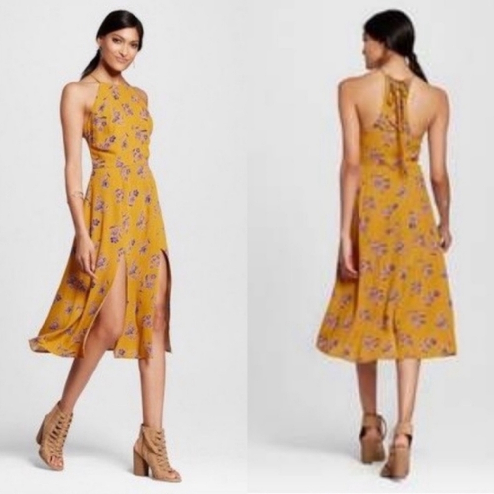 Mustard floral dress